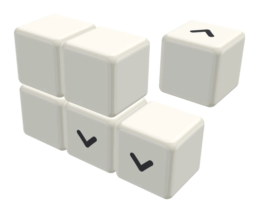 A white Classic cube pulling out along its arrow